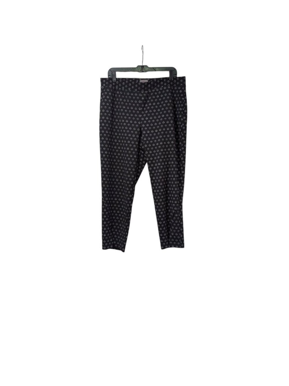 Vince Camuto Black Geometric Ditsy Floral Print Pull On Ankle Pants Timeless  L